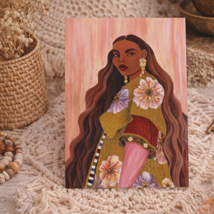 Postal Mujer Afrobohemia Vibrante Pintando Boho