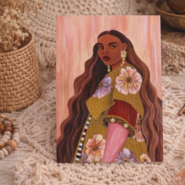 Postal Mujer Afrobohemia Vibrante Pintando Boho (Subido por el creador)