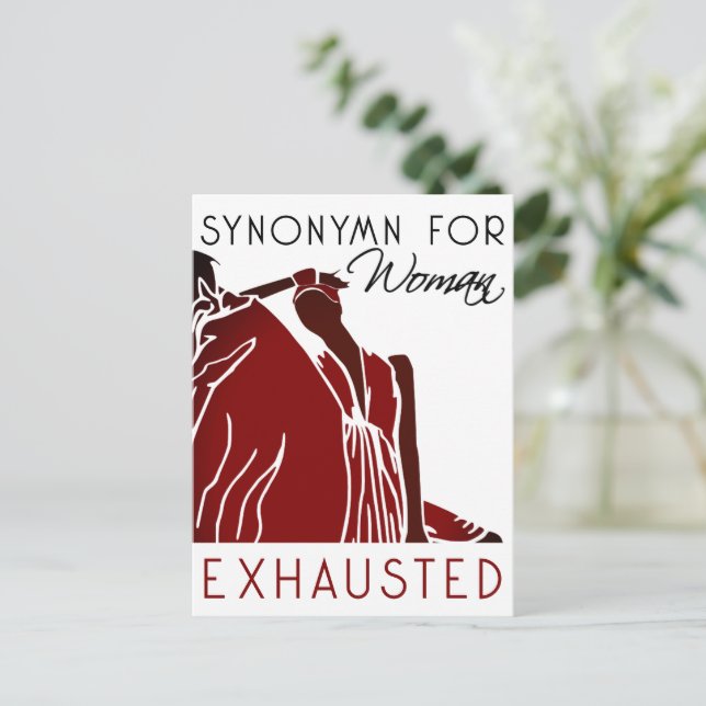 POSTAL MUJER AGOTADA (Anverso de pie)