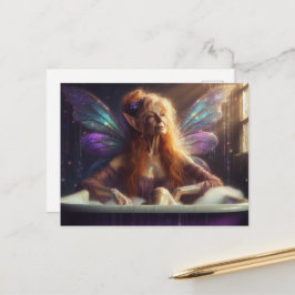 Postal Mujer anciana en el baño de burbujas