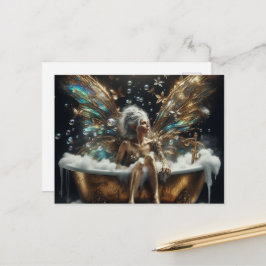 Postal Mujer anciana en el baño de burbujas