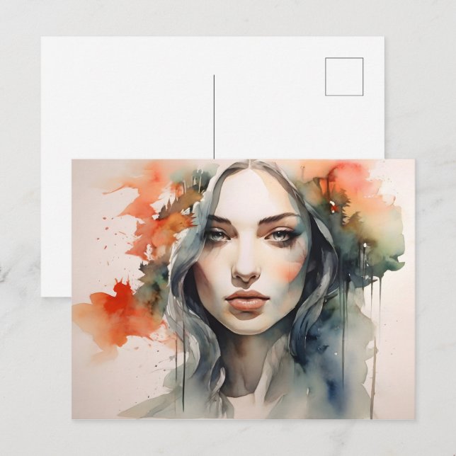 Postal Mujer arte doble exposición (Anverso / Reverso)