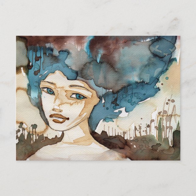 Postal Mujer azul (Anverso)