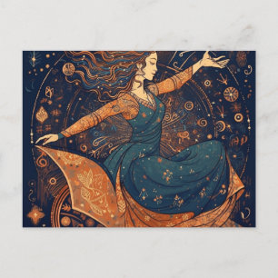 Postal Mujer bailando en silla de ruedas