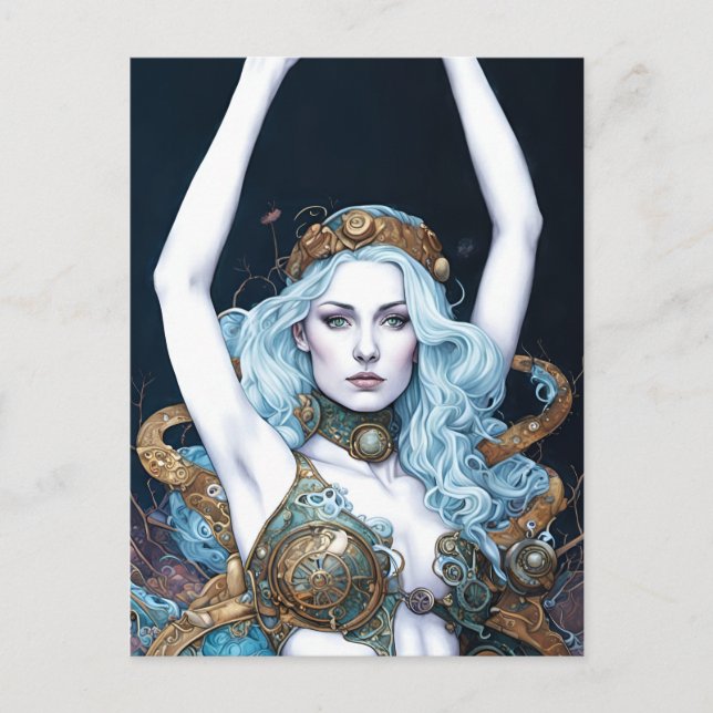 Postal Mujer Bailando Steampunk (Anverso)