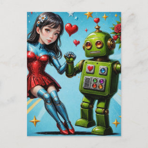 Postal Mujer bailarina y robot