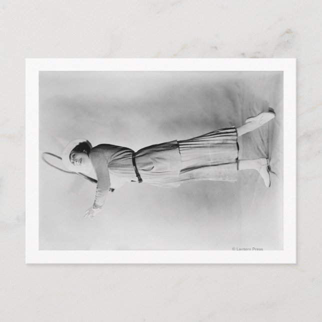 Postal Mujer balanceando tenis Raquet (Anverso)