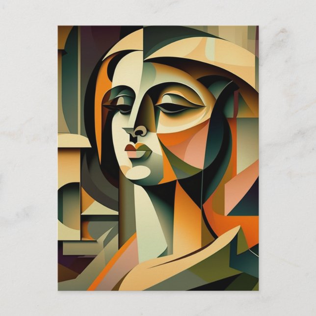 Postal Mujer belleza cubismo (Anverso)