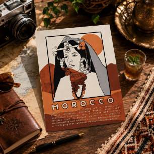 Postal Mujer Bereber Hermosa de Marrakech Marruecos