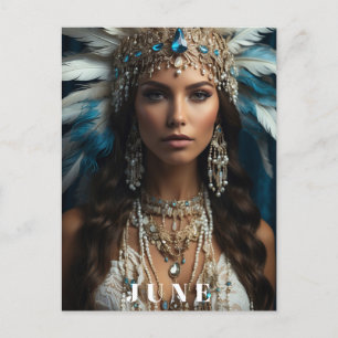 Postal *~ MUJER Boho CUMPLEAÑOS PERLAS JUNE AP53