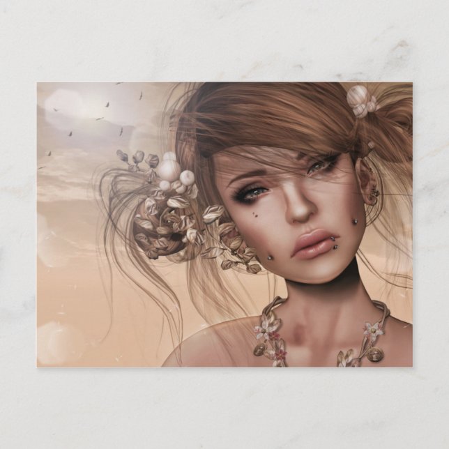 Postal Mujer bonito con Piercings (Anverso)