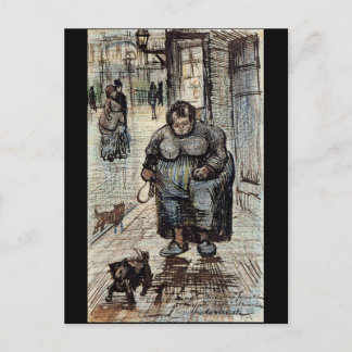 Postal Mujer caminando por su perro por Vincent Van Gogh