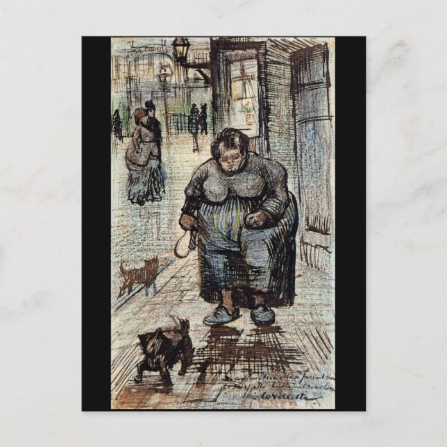 Postal Mujer caminando por su perro por Vincent Van Gogh (Anverso)