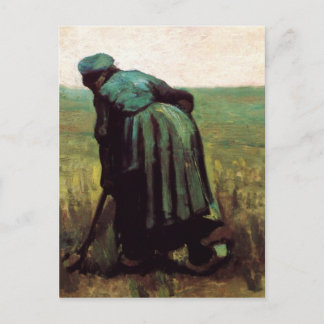 Postal Mujer campesina cavando por Vincent van Gogh