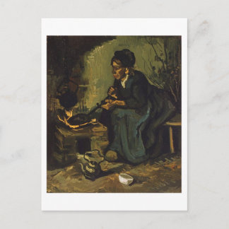 Postal Mujer campesina por chimenea, Vincent van Gogh