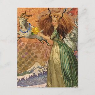 Postal Mujer Capricornio Cabra Caprichosa Diversión