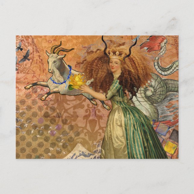 Postal Mujer Capricornio Cabra Caprichosa Diversión (Anverso)