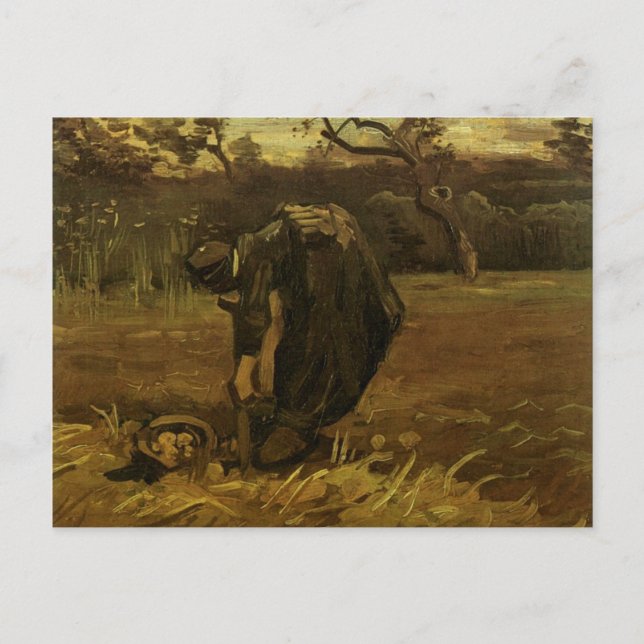 Postal Mujer cavando papas Van Gogh Bella Artes (Anverso)