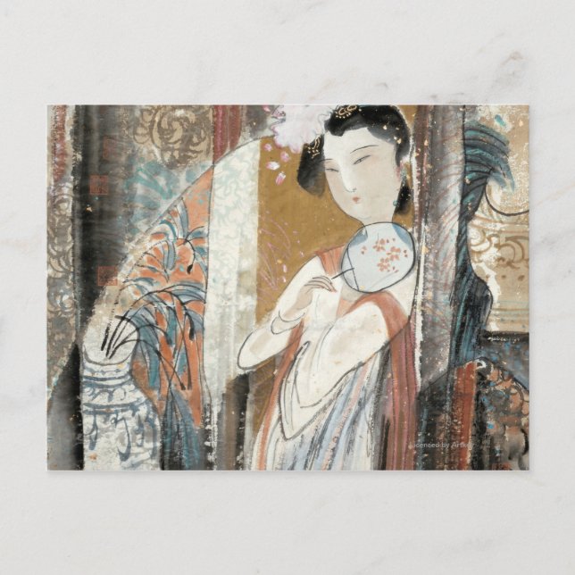 Postal Mujer con barrena floral (Anverso)