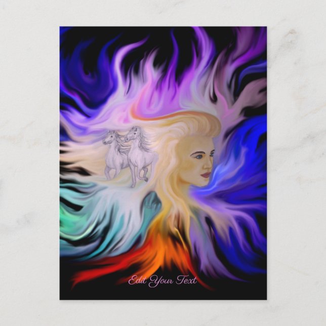 Postal Mujer con caballo (Anverso)