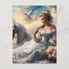 Postal Mujer con caballo