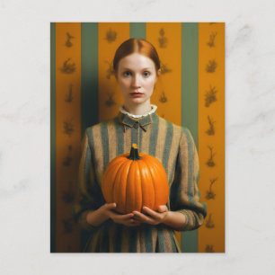 Postal Mujer Con Calabaza
