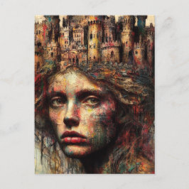 Postal Mujer con Castillo en la cabeza