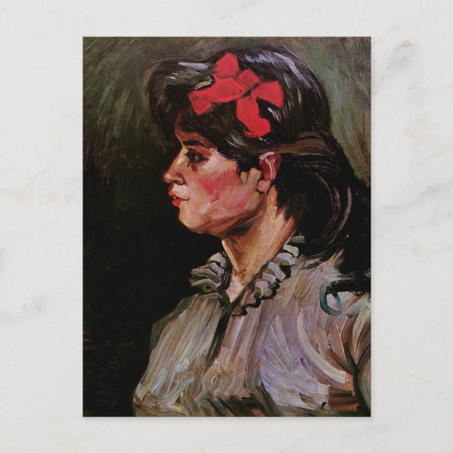 Postal Mujer con cinta roja (F207) Van Gogh Bella Artes (Anverso)