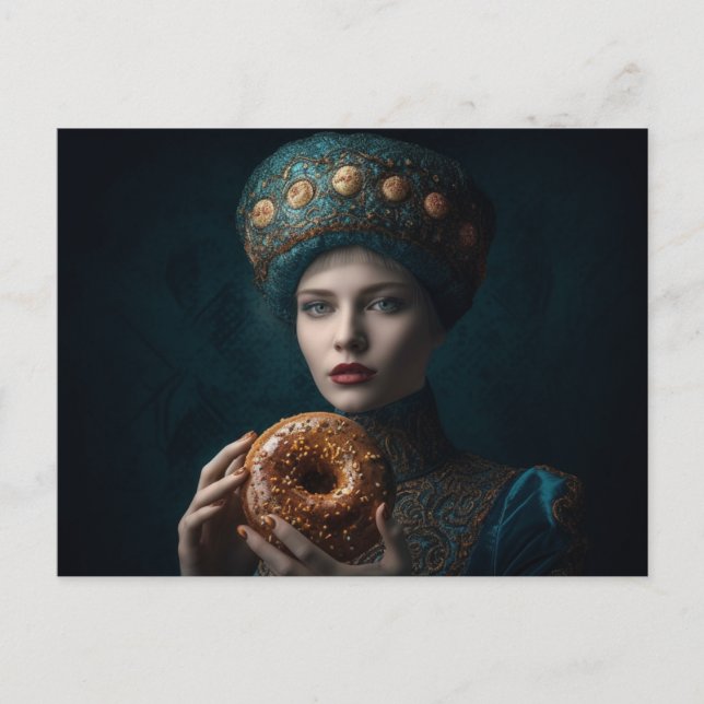 Postal Mujer con donut (Anverso)