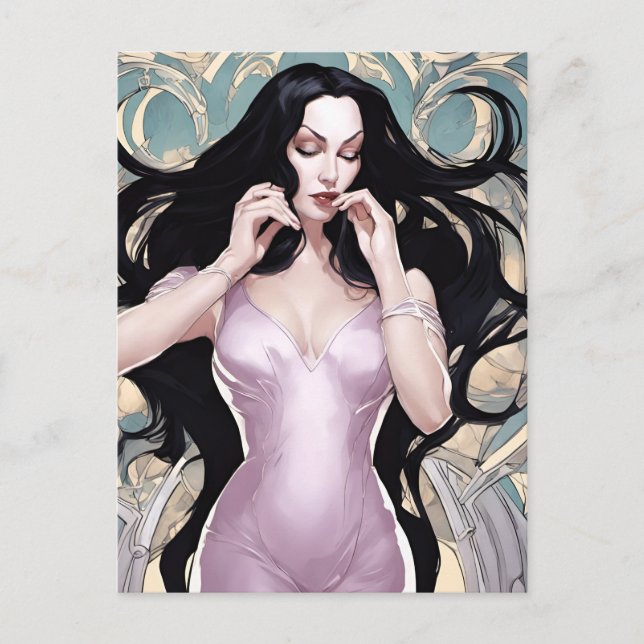 Postal Mujer Con El Pelo Largo (Anverso)