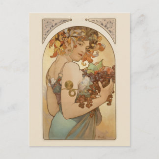 Postal Mujer con fruta