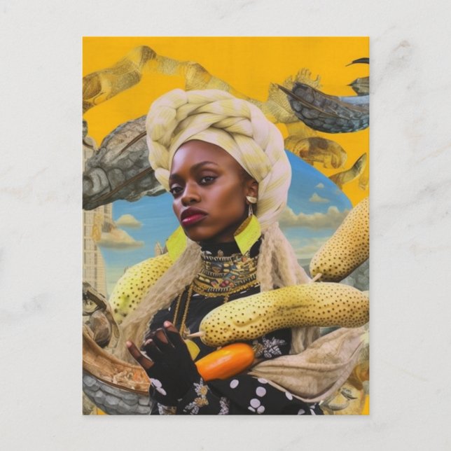 Postal Mujer con frutas exóticas (Anverso)