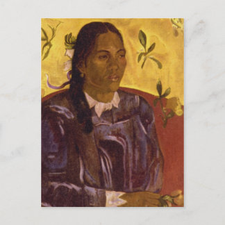 Postal Mujer con Gardenia de Paul Gauguin