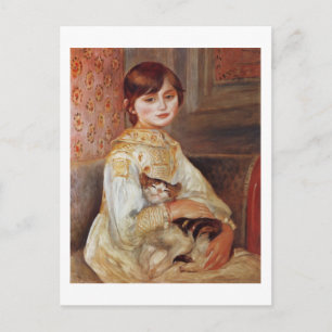 Postal Mujer con gato, Auguste Renoir