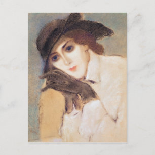 Postal Mujer con guantes negros