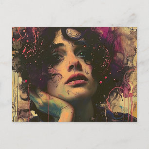 Postal Mujer con la mano en la cara