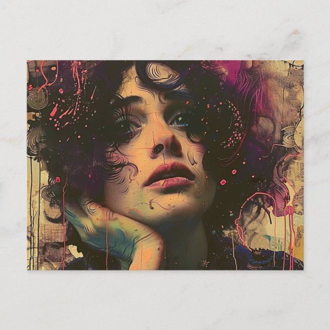 Postal Mujer con la mano en la cara (Anverso)