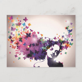 Postal Mujer con mariposas