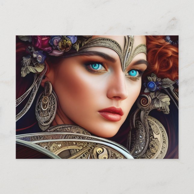 Postal Mujer Con Ojos Azules (Anverso)