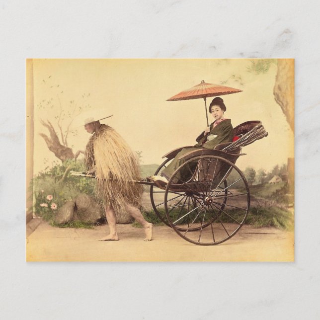 Postal Mujer con parasol, cosecha japonesa (Anverso)