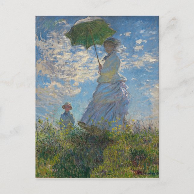 Postal Mujer con parasol de Claude Monet (Anverso)