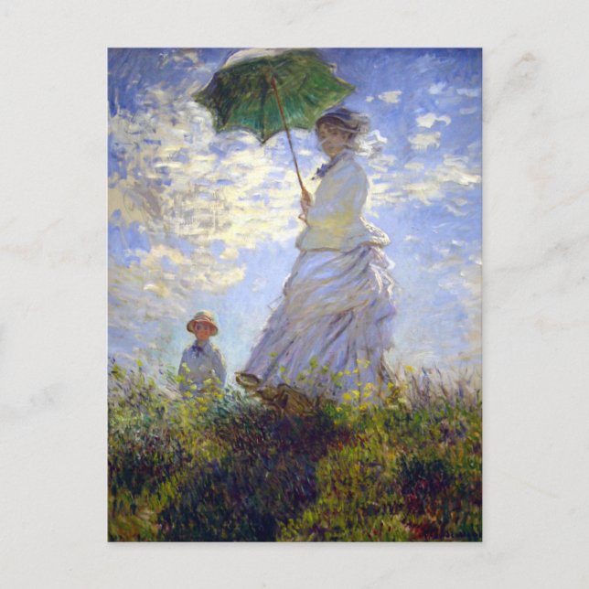 Postal Mujer con parasol de Claude Monet (Anverso)