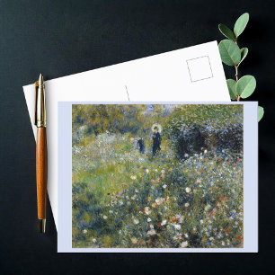 Postal Mujer con parasol en un jardín (1875), Renoir