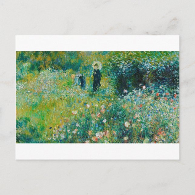 Postal Mujer con Parasol, Jardín, Renoir (Anverso)