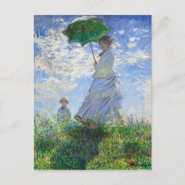 Postal Mujer con Parasol, Madame Monet y su hijo (Anverso)
