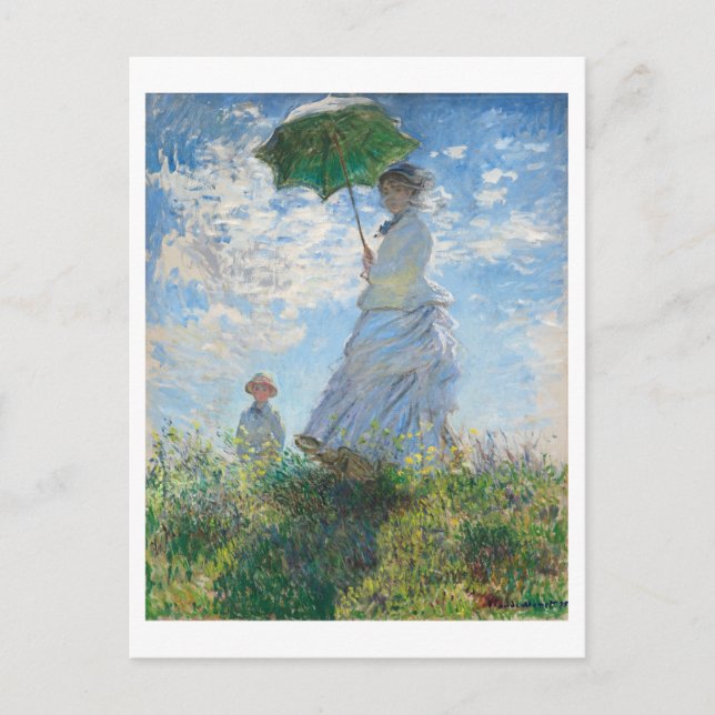Postal Mujer con Parasol, Madame Monet y su hijo (Anverso)