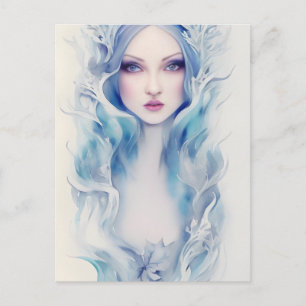 Postal Mujer Con Pelo Azul