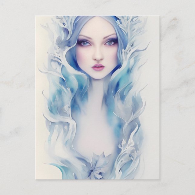 Postal Mujer Con Pelo Azul (Anverso)