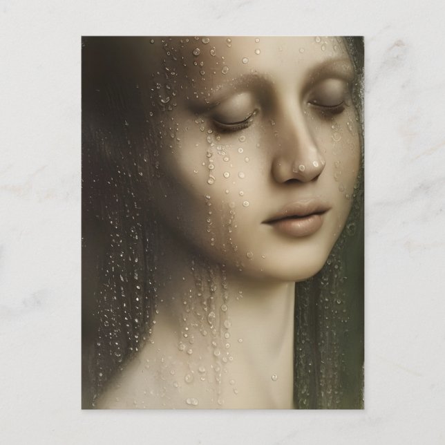 Postal Mujer con pintura de cuentas de agua (Anverso)