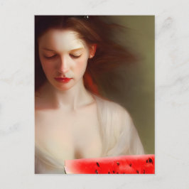 Postal Mujer con sandía